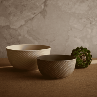 LYNGBY Porcelæn Serveringsskåle - Sæt Rhombe Earth